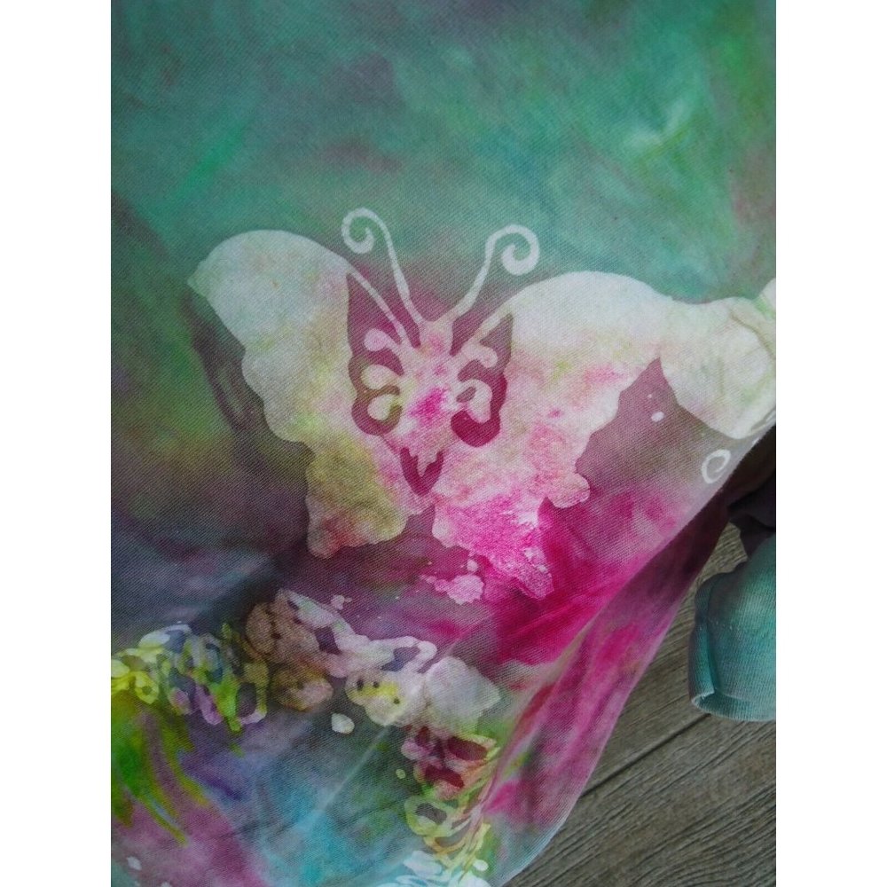 NOS Vtg Anvil Tie Dye Butterflies Cotton Dress USA